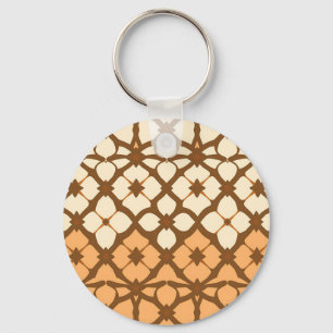 Caramel Cream Moroccan Lattice Pattern Key Ring