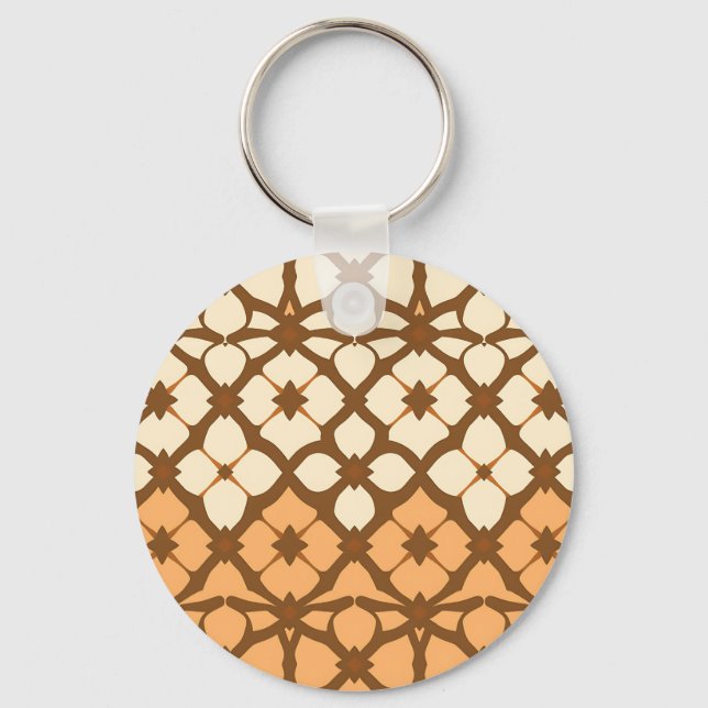 Caramel Cream Moroccan Lattice Pattern Key Ring (Front)
