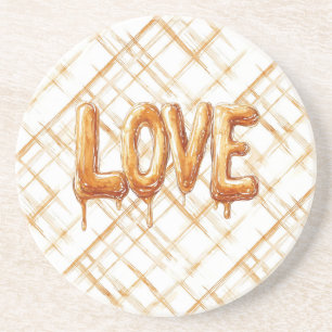 Caramel Cream Stripes Love Coaster