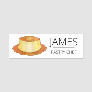 Caramel Custard Flan Spanish Food Restaurant Name Tag