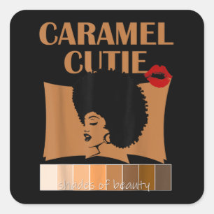 Caramel Cutie Natural Fro Shades of Black Colour P Square Sticker