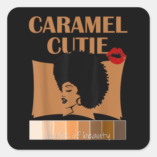 Caramel Cutie Natural Fro Shades of Black Colour P Square Sticker (Front)