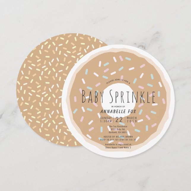 Caramel Doughnut Baby Sprinkle Shower Circle Invitation (Front/Back)