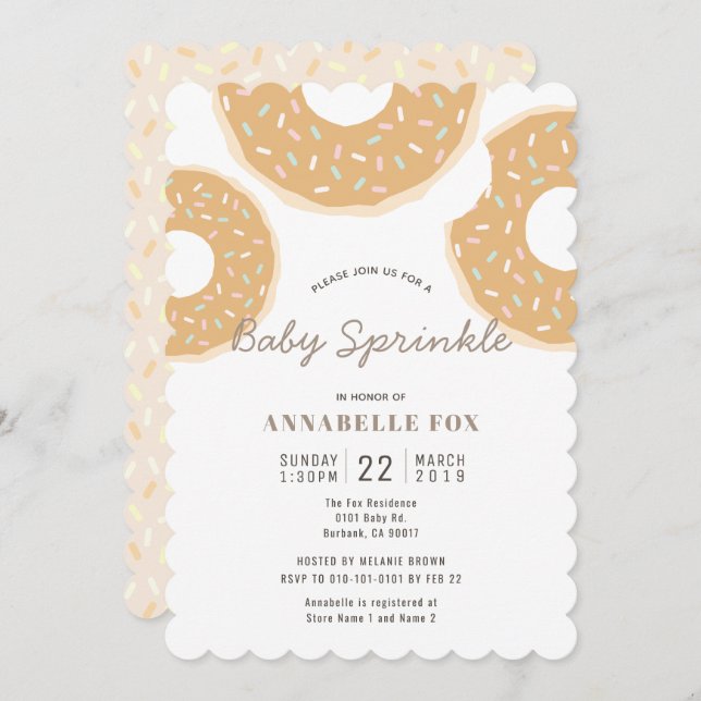 Caramel Doughnut Baby Sprinkle Shower Invitation (Front/Back)