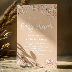 Caramel Floral Baby Shower Invitation