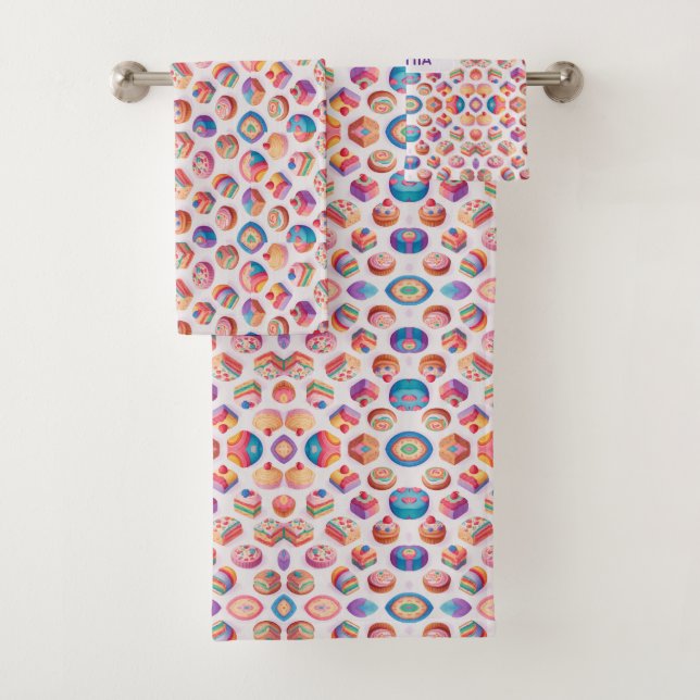 Caramel Floral Colourful Personalised Pattern Bath Towel Set (Insitu)