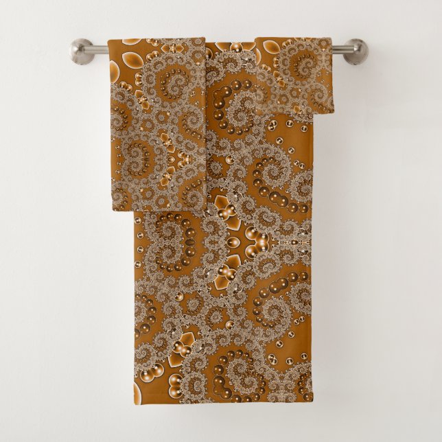 Caramel Fractal Lace  Bath Towel Set (Insitu)