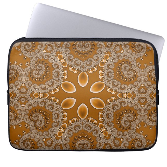 Caramel Fractal Lace  Laptop Sleeve (Front)
