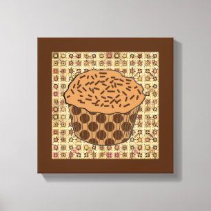 Caramel Frosted Cupcake with Sprinkles Canvas Print