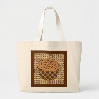 Caramel Frosted Cupcake with Sprinkles Large Tote Bag
