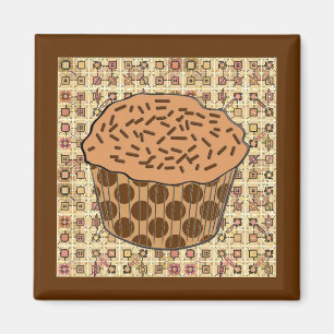 Caramel Frosted Cupcake with Sprinkles  Magnet