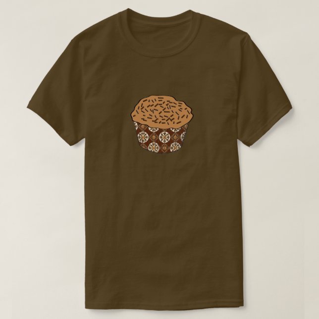 Caramel Frosted Cupcake with Sprinkles T-Shirt (Design Front)