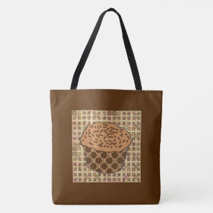 Caramel Frosted Cupcake with Sprinkles Tote Bag
