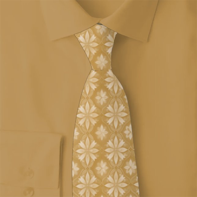 Caramel Geometric Floral Tie (Creator Uploaded)