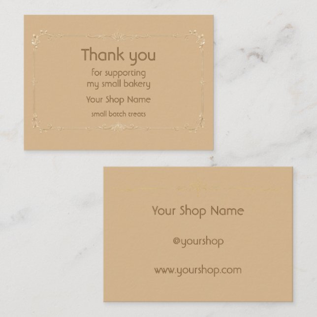Caramel Gold Bakery Thank You Card (Front/Back)