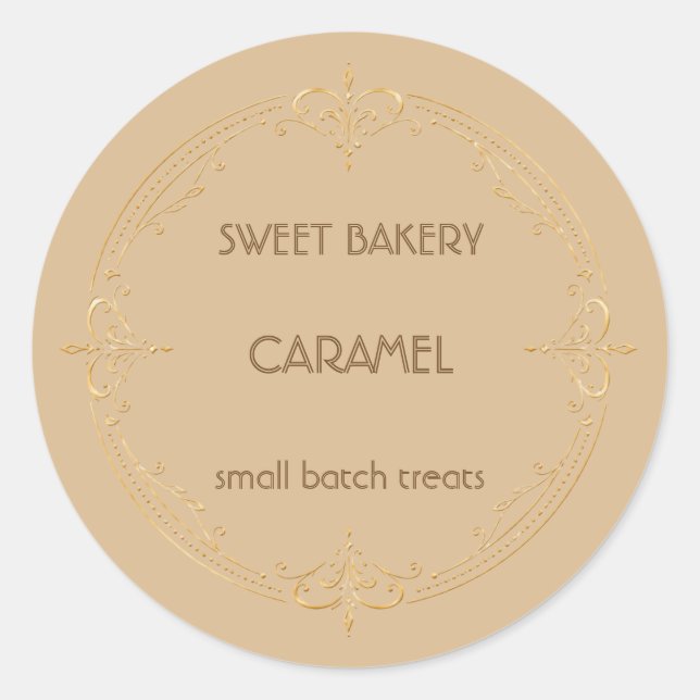 Caramel Gold Small Business Bakery Label (Front)