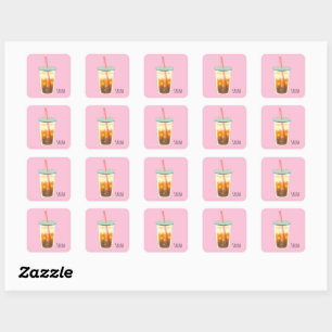 Caramel Iced Coffee With Cream Foam Square Sticker