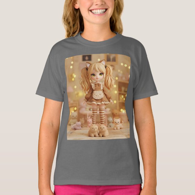  Caramel Kitten Kawaii Doll T-Shirt (Front)