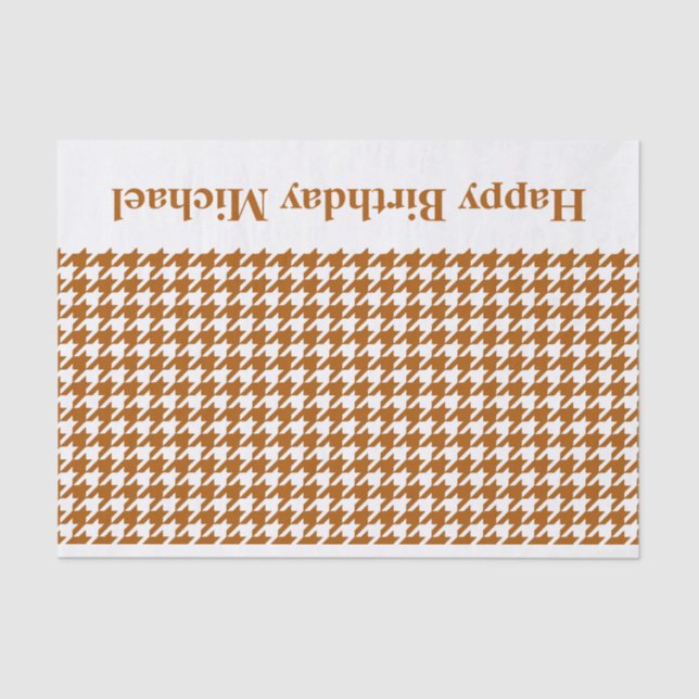 Caramel Modern Houndstooth w/custom message Tissue Paper (Front)