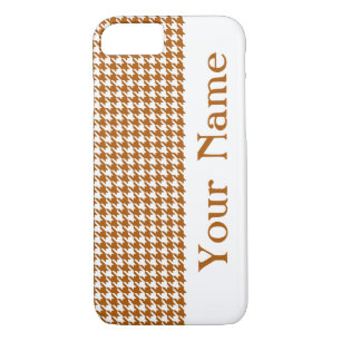 Caramel Modern Houndstooth with name Case-Mate iPhone Case