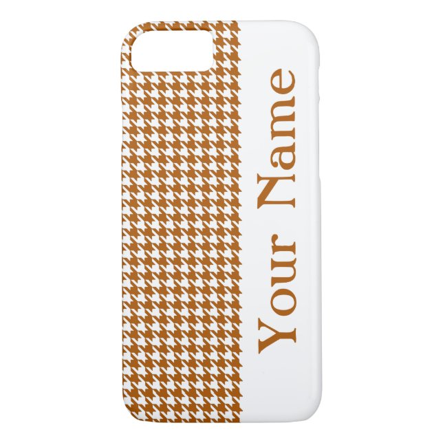 Caramel Modern Houndstooth with name Case-Mate iPhone Case (Back)