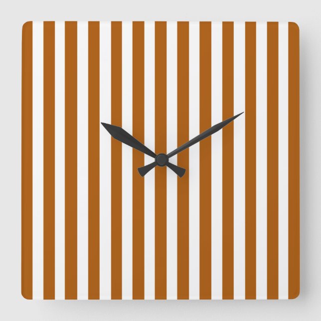 Caramel Modern Stripes Square Wall Clock (Front)