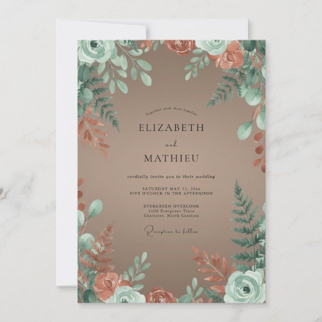 Caramel Muted Autumnal Wedding Invitation (Front)