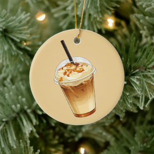Caramel & Nuts Iced Coffee  Ceramic Tree Decoration