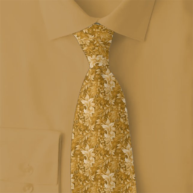 Caramel Ornate Botanical Tie (Creator Uploaded)