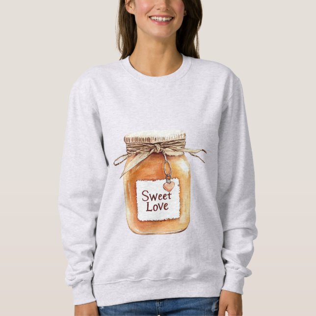 Caramel Sweet Love Jar with Pink Heart Sweatshirt (Front)