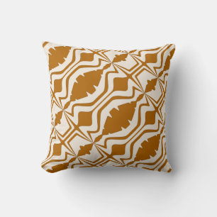 Caramel Tan on Beige Slanted Sound Wave Large Tile Cushion