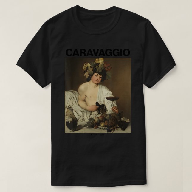 Caravaggio, Bacchus â€“ Famous Paintings T-Shirt (Design Front)
