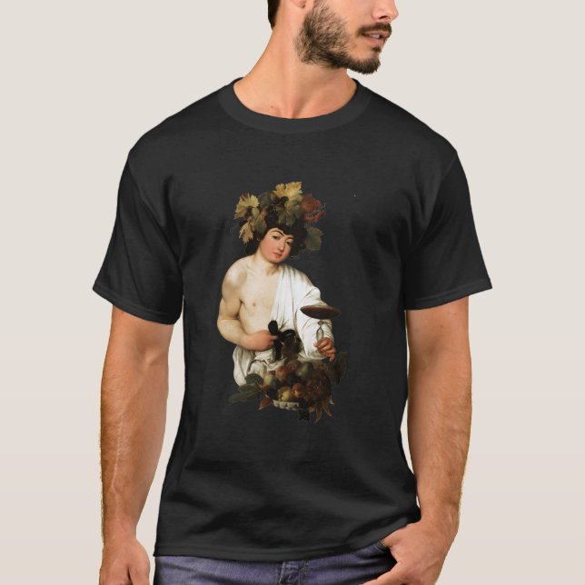 Caravaggio Bacchus Fine Painting T-Shirt (Front)