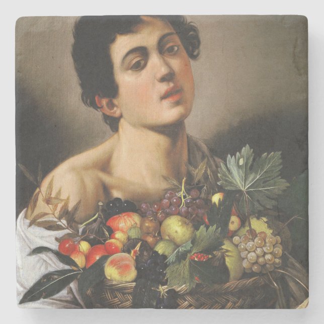 Caravaggio - Boy With Basket Of Fruit Stone Coaster (Front)