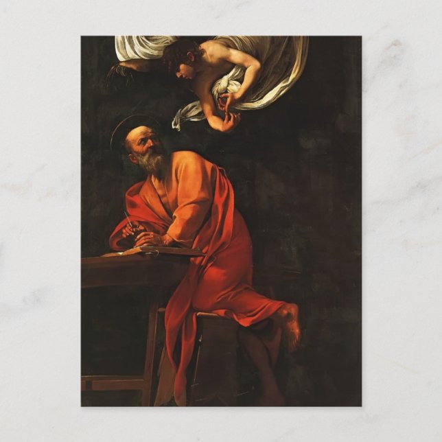 Caravaggio- Inspiration of Saint Matthew Postcard (Front)