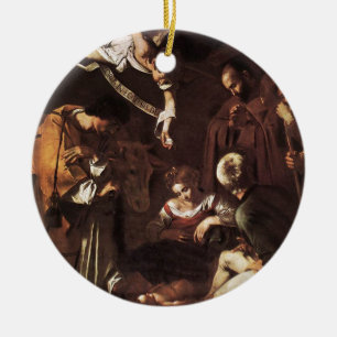Caravaggio -Nativity with St Francis & St Lawrence Ceramic Tree Decoration
