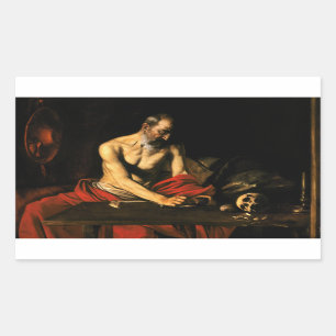 Caravaggio - Saint Jerome Writing Rectangular Sticker