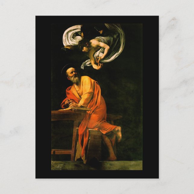 Caravaggio The Inspiration Of Saint Matthew Postcard (Front)