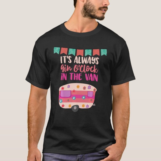 Caravan And Gin Happy Camper Life T-Shirt (Front)