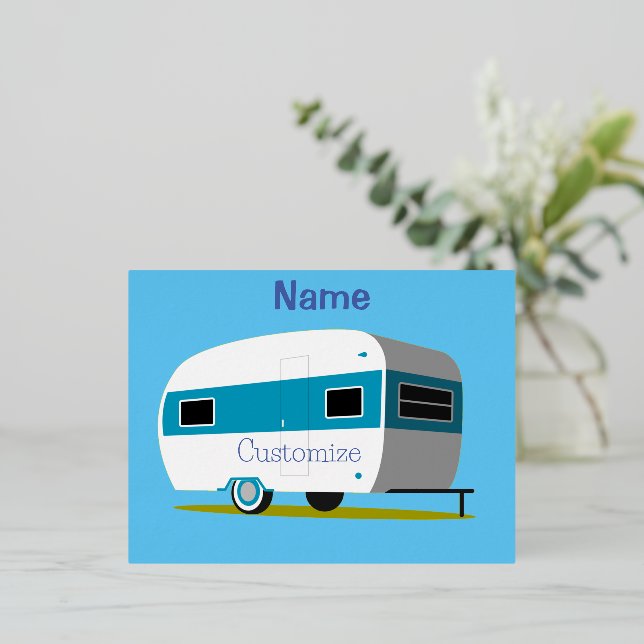 Caravan Camper RV Thunder_Cove Foil Holiday Postcard (Standing Front)