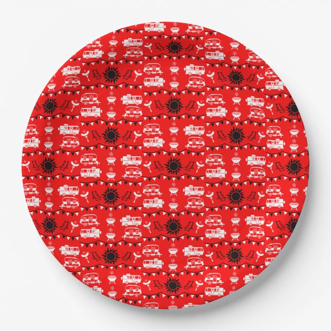 Caravan Camping Decor Paper Plate (Front)