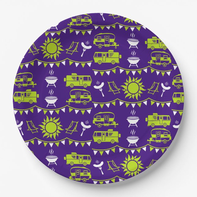 Caravan Camping Decor Paper Plate (Front)