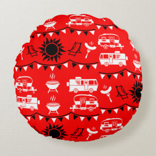 Caravan Camping Decor Round Cushion