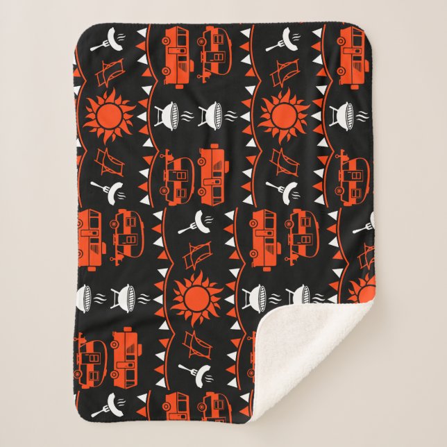 Caravan Camping Decor Sherpa Blanket (Front)