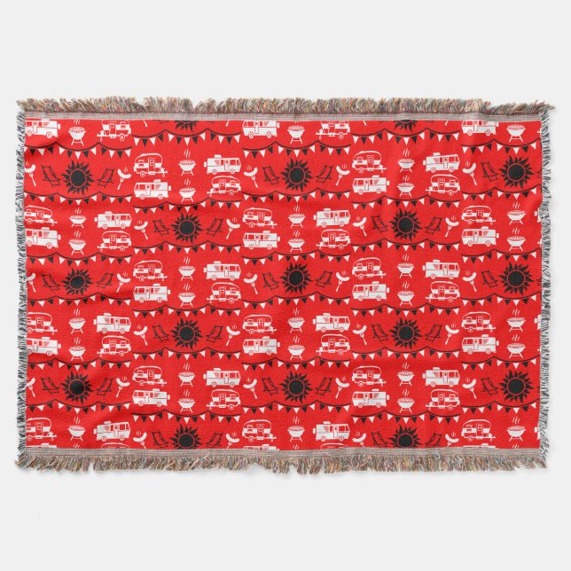 Caravan Camping Decor Throw Blanket (Front)