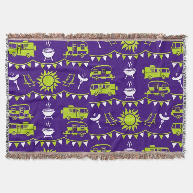 Caravan Camping Decor Throw Blanket (Front)