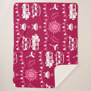 Caravan Camping Home Decor Sherpa Blanket