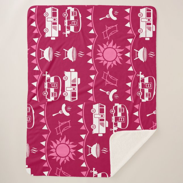 Caravan Camping Home Decor Sherpa Blanket (Front)