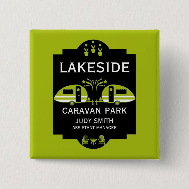 Caravan Campsite Promotion 15 Cm Square Badge (Front)