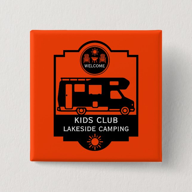 Caravan Campsite Promotion 15 Cm Square Badge (Front)